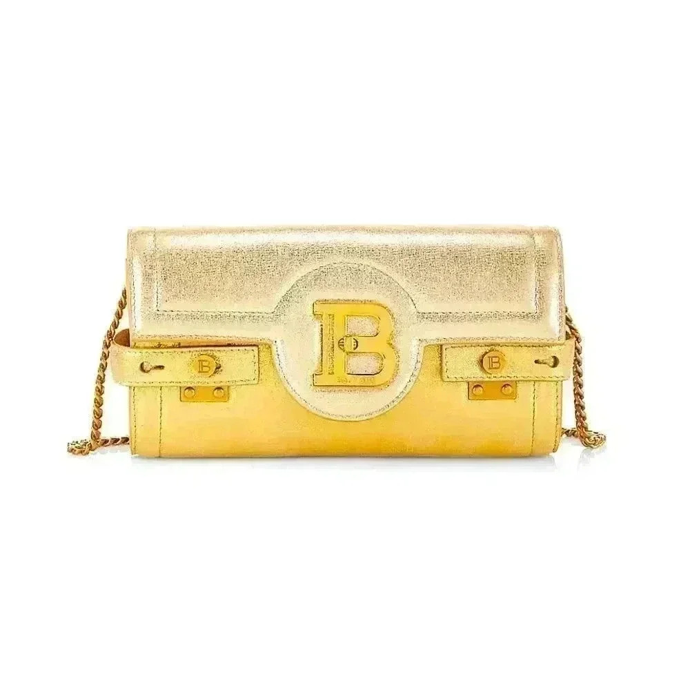 NEW BALMAIN B-Buzz 23 Metallic Leather Shoulder Bag/Clutch Retails For $1,795